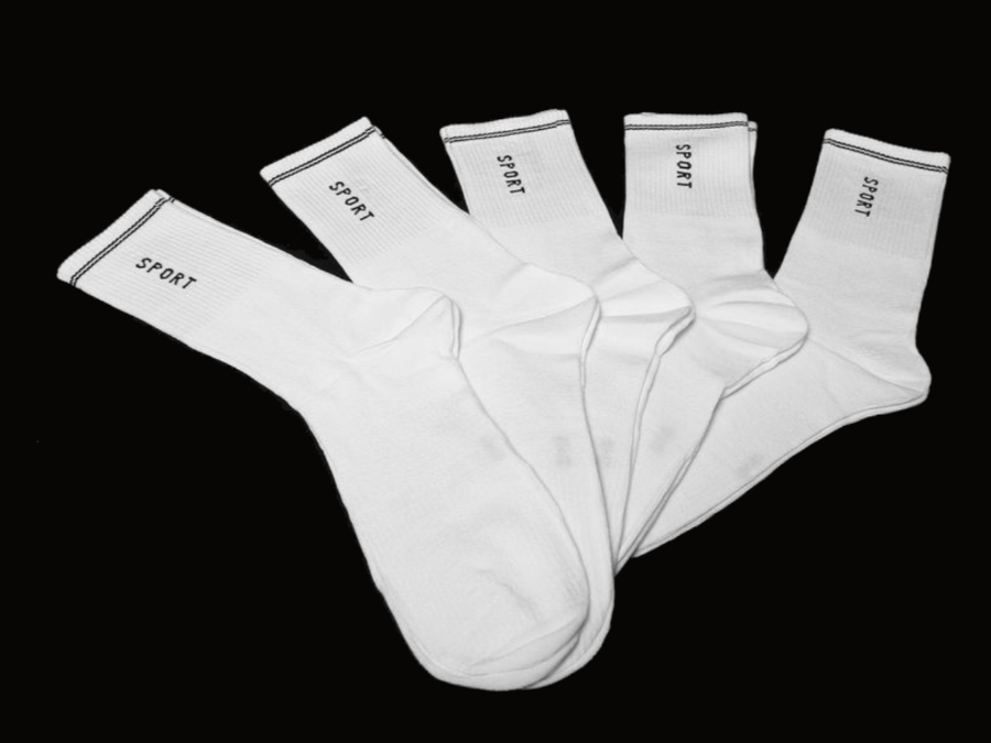 5 parov moških nogavic - bele iz BAMBUSA, šport